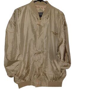 Silk Bomber Style Jacket Men's Women's Size XL Tan Vintage Casino Four Queens